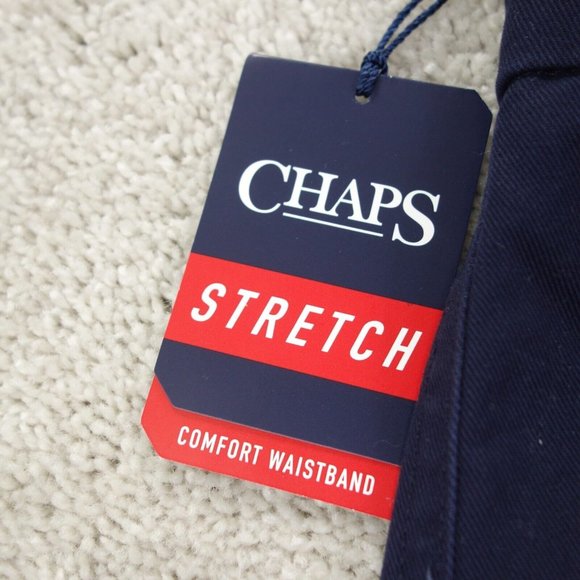 Chaps Shorts Mens 36 Blue Stretch Twill Straight Leg Bermuda Flat Front Casual - Picture 3 of 10